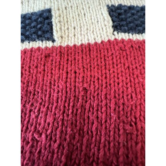 Talbots Women’s Knit Sweater Bear American Flag Size Large Petite Patriotic READ - Picture 5 of 15